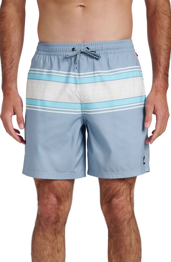 クイックシルバー メンズ 水着 ハーフパンツ・ショーツ Quiksilver Everyday Stripe Volley Swim Trunks Ashley Blue ブルー