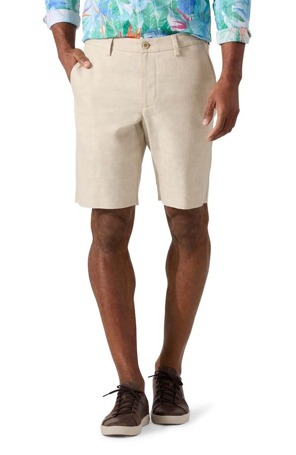 トッミーバハマ メンズ ボトムス ハーフパンツ・ショーツ ショートパンツ リネン Tommy Bahama Lahaina Bay Flat Front Linen Blend Shortstone Khaki カーキ