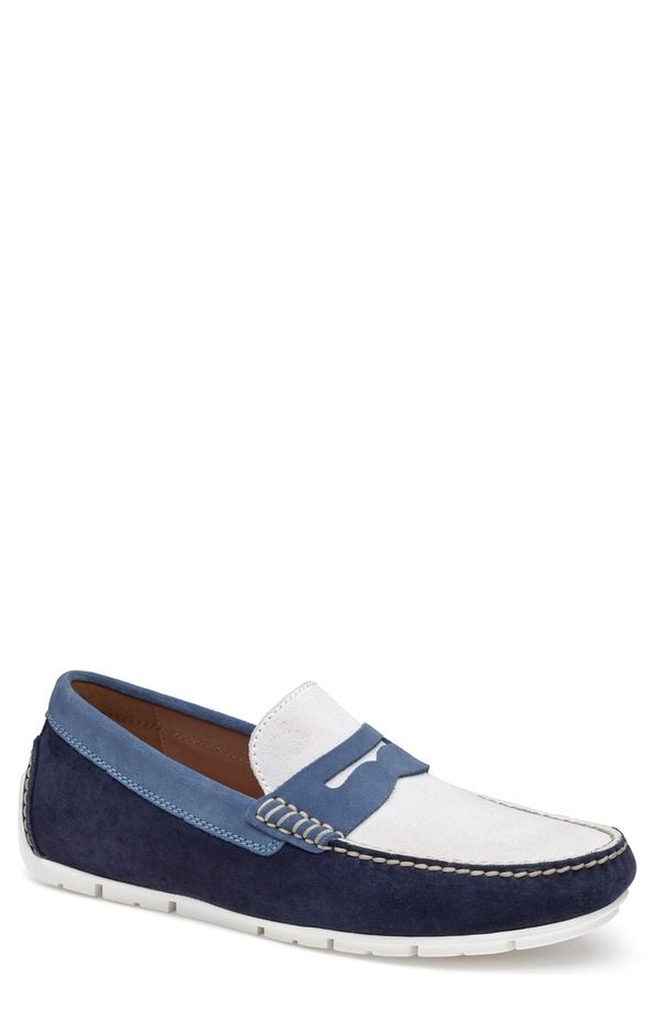 ジョンストンアンドマーフィー メンズ シューズ スリッポン・ローファー Johnston Murphy Baldwin Penny Loafer Navy Multi English Suede ネイビー