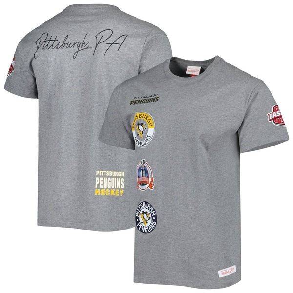 ミッチェルネス メンズ トップス Tシャツ Mens Mitchell Ness Heather Gray Pittsburgh Penguins City Collection TShirt Heather Gray グレー