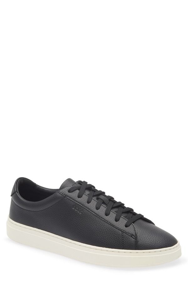 ボス メンズ シューズ スニーカー BOSS Kieran Low Top Sneaker Black Leather ブラック