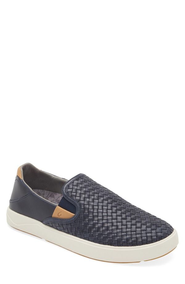 オルカイ メンズ シューズ スニーカー レザー OluKai Laeahi Lauhala Woven Leather Shoe Trench Blue Trench Blue ブルー