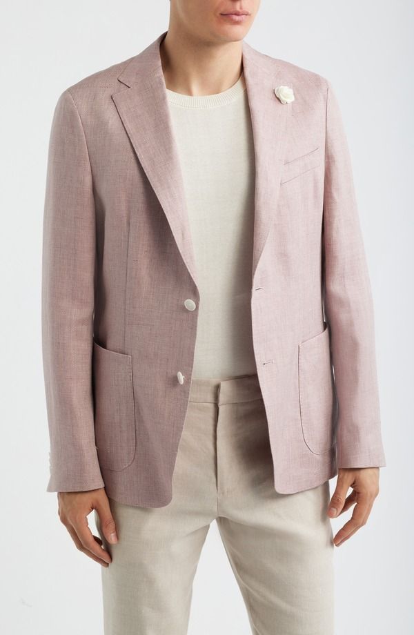 ボス メンズ アウター ジャケット・ブルゾン スリムフィット コート リネン BOSS Hanry Slim Fit Pink Mlange Linen Blend Sport Coat Light Pastel Pink ピンク