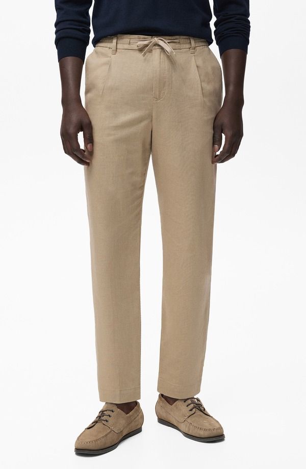 マンゴ メンズ ボトムス カジュアルパンツ スリムフィット MANGO Slim Fit Drawstring Pants Beige ベージュ 19,225円
