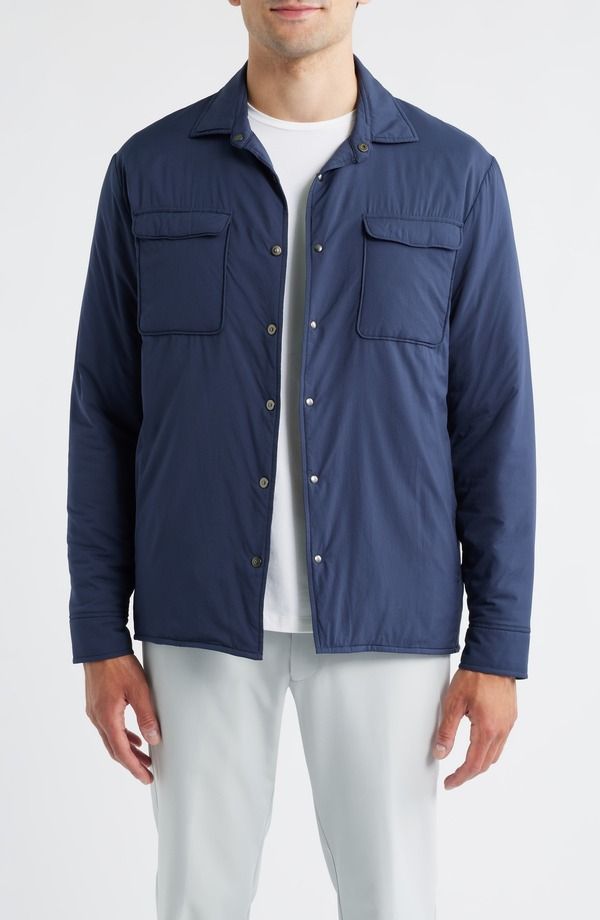 ジョニー オー メンズ アウター ジャケット・ブルゾン ナイロン シャツ johnnieO Denzel Featherweight Nylon SnapUp Shirt Jacket Wake