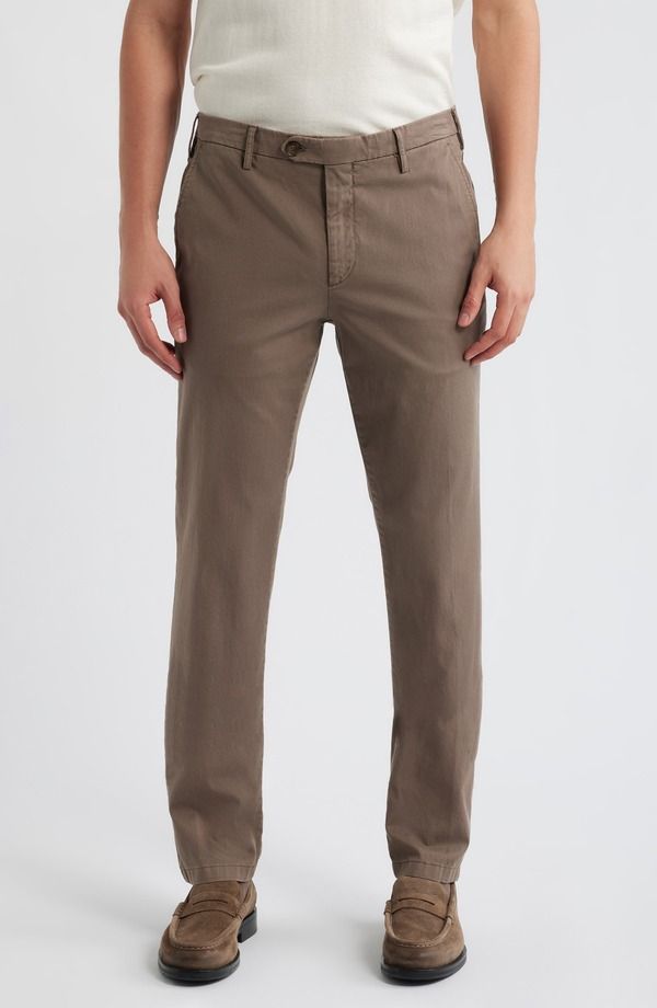 カナーリ メンズ ボトムス カジュアルパンツ コットン Canali Flat Front Stretch Cotton Blend Gabardine Chinos Brown ブラウン