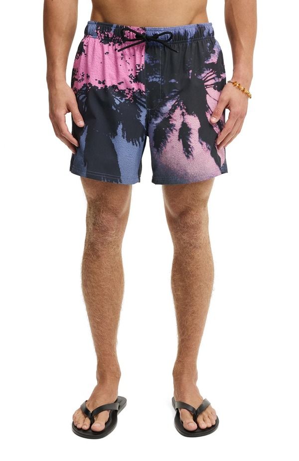 コットンオン メンズ 水着 ハーフパンツ・ショーツ Cotton Menstretch Swim Short Palms Pink ピンク