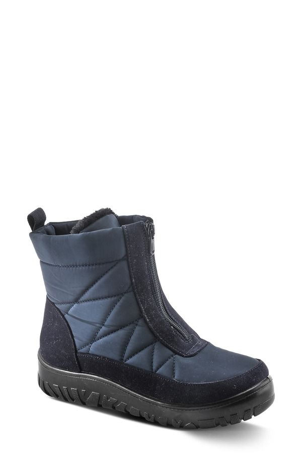 フレクサス レディース シューズ ブーツ・レインブーツ キルティング Flexus by Spring Step LakeEffect Waterproofaux Fur Lined Quilted Bootie Navy ネイビー