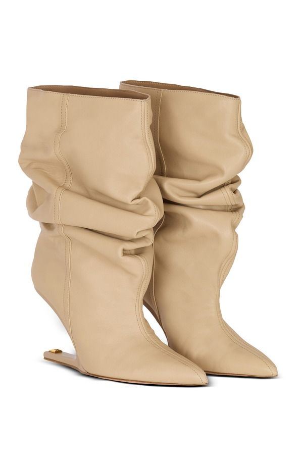 バルマン レディース シューズ ブーツ・レインブーツ アンクル レザー Balmaino Wedge smooth leather ankle boots Beige ベージュ