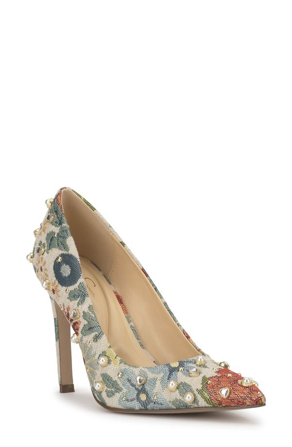 ジェシカシンプソン レディース シューズ パンプス Jessica Simpson Welica Embellished Jacquard Pump Creamulti クリーム