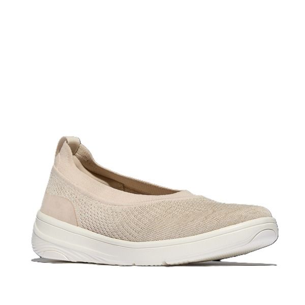 フィットフロップ レディース シューズ パンプス ニット FitFlop Super Q Knit Ballet Flatstone BeigePlatino ストーン