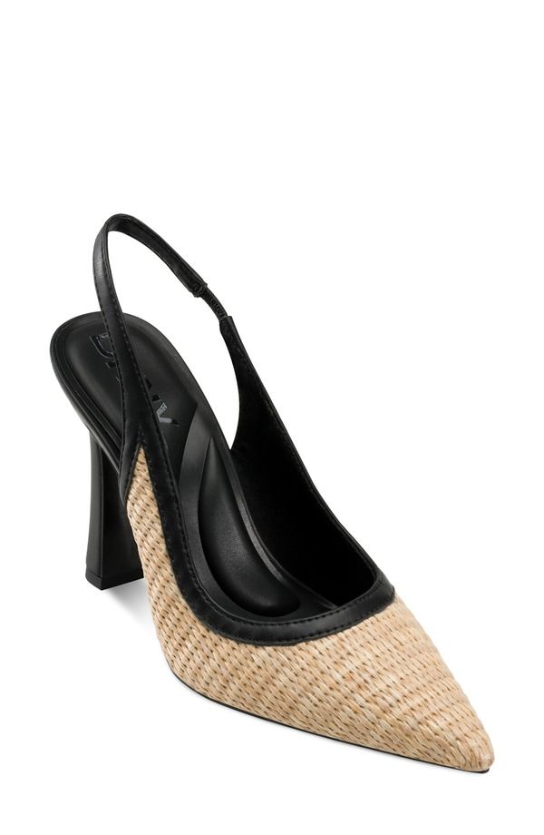 ダナ キャラン ニューヨーク レディース シューズ パンプス DKNY Cinette Slingback Pointed Toe Pump Natural Black ブラック