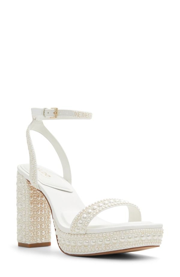 アルド レディース シューズ ヒール プラットフォーム サンダル ALDO Lulu Block Heel Platform Sandal White ホワイト