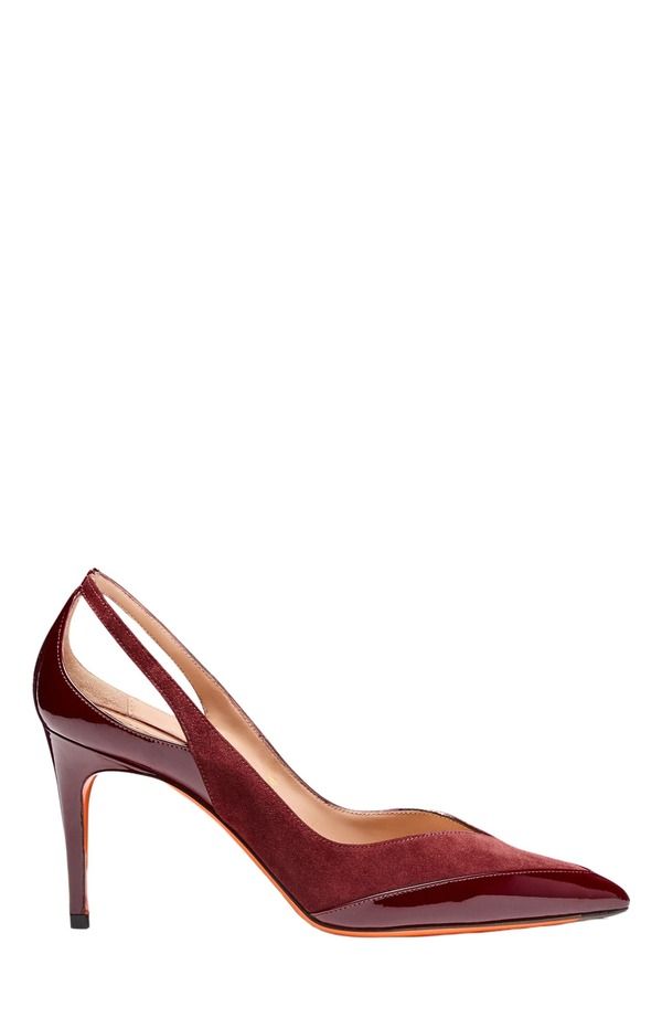 サントーニ レディース シューズ パンプスエード レザー ヒール Santoni Womens patent leather and suede highheel pump Burgundy バーガンディ