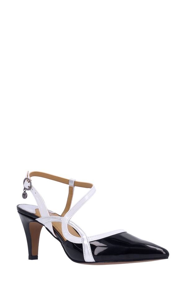 ジェイレニー レディース シューズ パンプス アンクル J Rene Aldonsankle Strapointed Toe Pump Black White Silver ホワイト