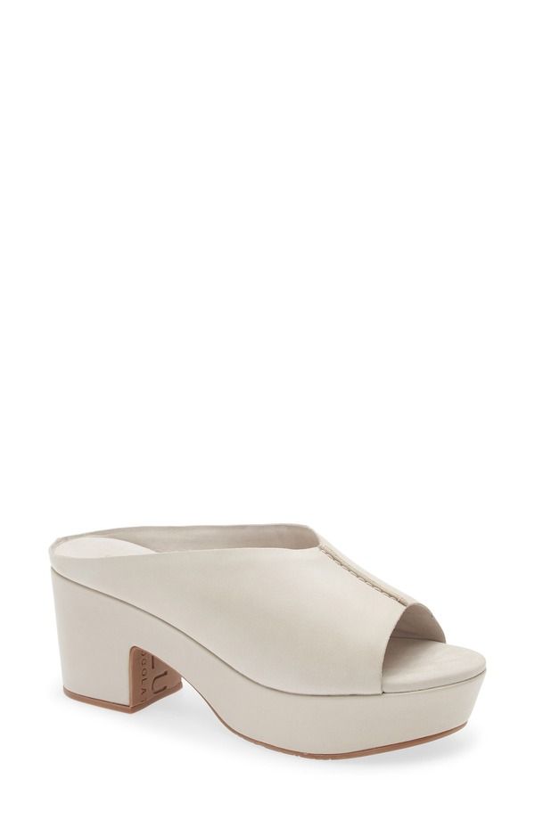 ショコラブルー レディース シューズ ヒール プラットフォーム サンダル Chocolat Blu Gito Platform Slide Sandal White Sand Leather ホワイト