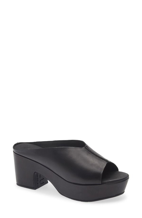 ショコラブルー レディース シューズ ヒール プラットフォーム サンダル Chocolat Blu Gito Platform Slide Sandal Black Leather ブラック