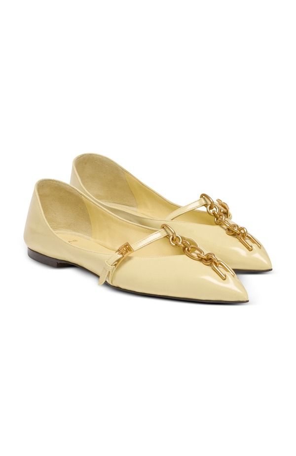 バルマン レディース シューズ パンプス Balmain Shiny lambskin Sync ballet flats Yellow イエロー