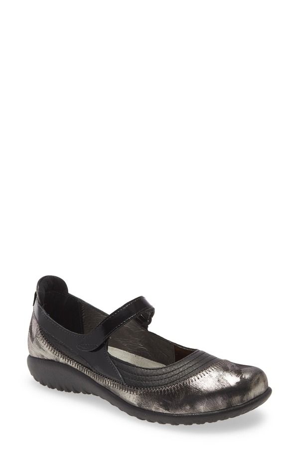 ナオト レディース シューズ パンプス Naot Kire Mary Jane Flat Soft Black Metallic Onyx ブラック