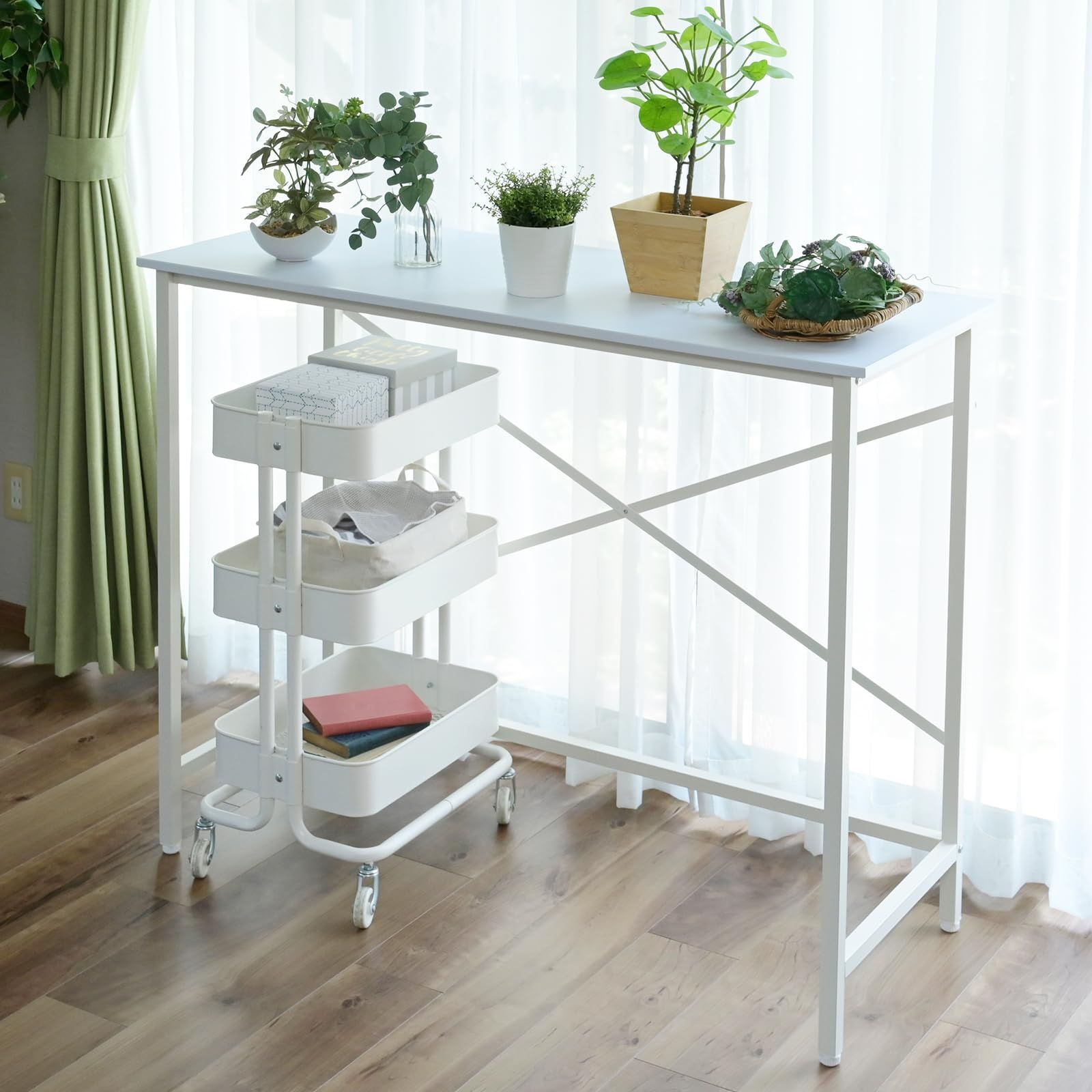 新品 山善(YAMAZEN) デスク スタンディングデスク 幅120×奥行48×高さ100cm 耐荷重60㎏ 机 パソコンデスク 学習机 高さ固定 組立品 ホワイト FSD-1248(WH)