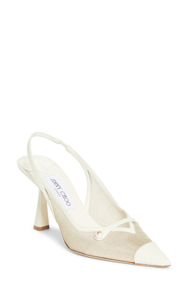 ジミーチュー レディース シューズ パンプス キャップ Jimmy Choo Amita Pointed Cap Toe Slingback Pump Latte Champagne シャンパン