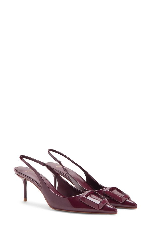 マンゴ レディース シューズ パンプス MANGO Slingback Pointed Toe Pump Burgundy バーガンディ