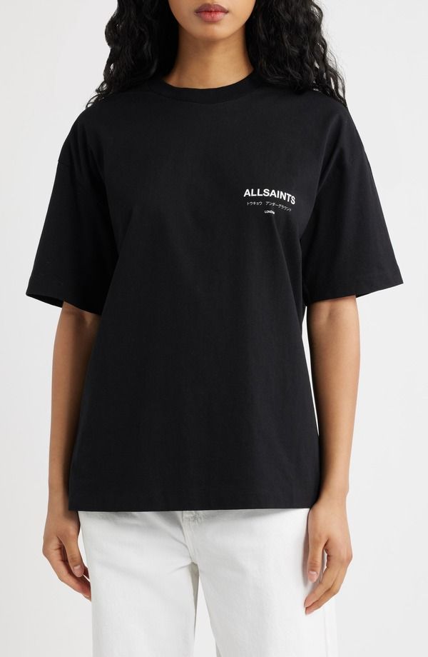 オールセインツ レディース トップス Tシャツ コットン グラフィック AllSaints Underground Etta Cotton Graphic TShirt Black ブラック 22,578円