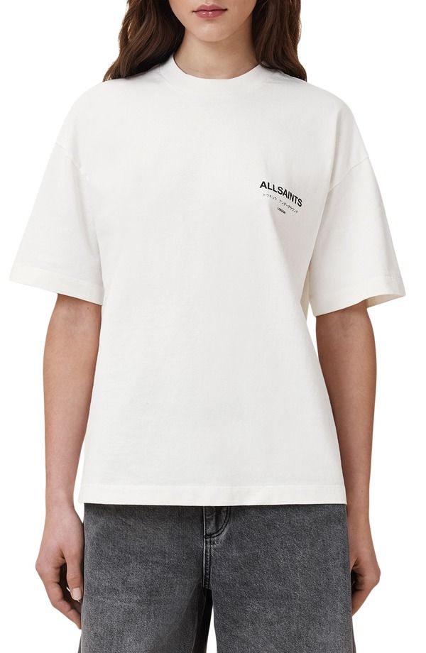 オールセインツ レディース トップス Tシャツ コットン グラフィック AllSaints Underground Etta Cotton Graphic TShirt Ashen White ホワイト