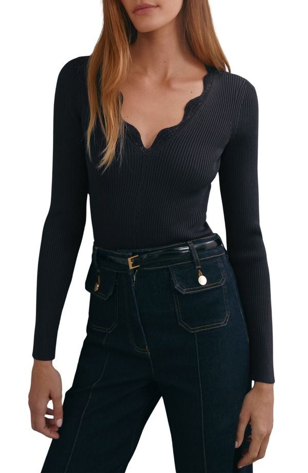 レイス レディース トップス シャツ Vネック ニット Reiss Lara VNecknitop Navy ネイビー