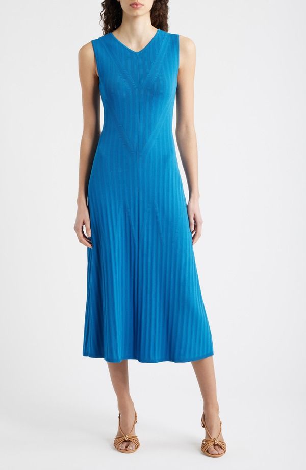 エリータハリ レディース トップス ワンピース ミディ セーター ノースリーブ Elie Tahari The Lori Sleevelessweater Midi Dress Blue Palace ブルー