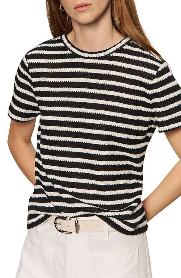 サンクチュアリー レディース アウター パーカー・スウェット Tシャツ Sanctuary Perfectexture Stripe Tee Black Chalk Stripe チョーク