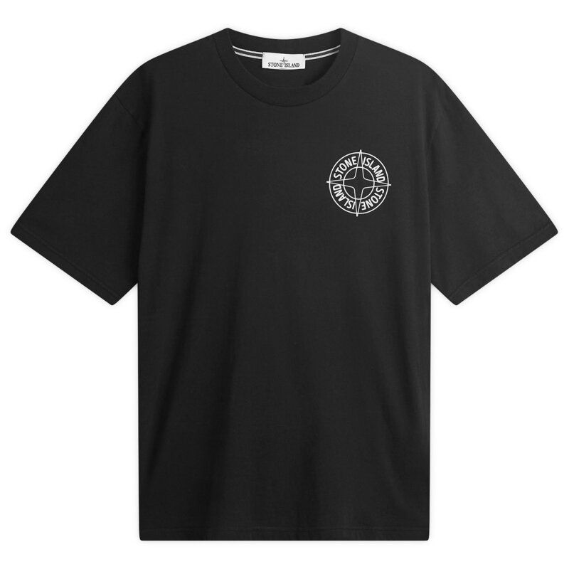 ストーンアイランド メンズ トップス Tシャツ Stone Island Outline Compass TShirt Black ブラック