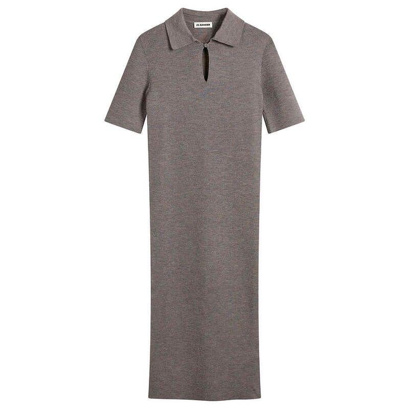 ジル・サンダー レディース トップス ポロシャツ ミディワンピース ミディ ニット Jil Sander Knitted Polo Midi Dress London Fog