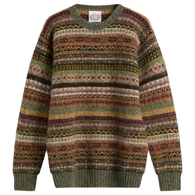 ジャミーソンズオブシェトランド メンズ アウター ニット・セーター Jamiesons of Shetland Jamiesons of Shetland Brushed Fair Isle Crew Knit Artichoke
