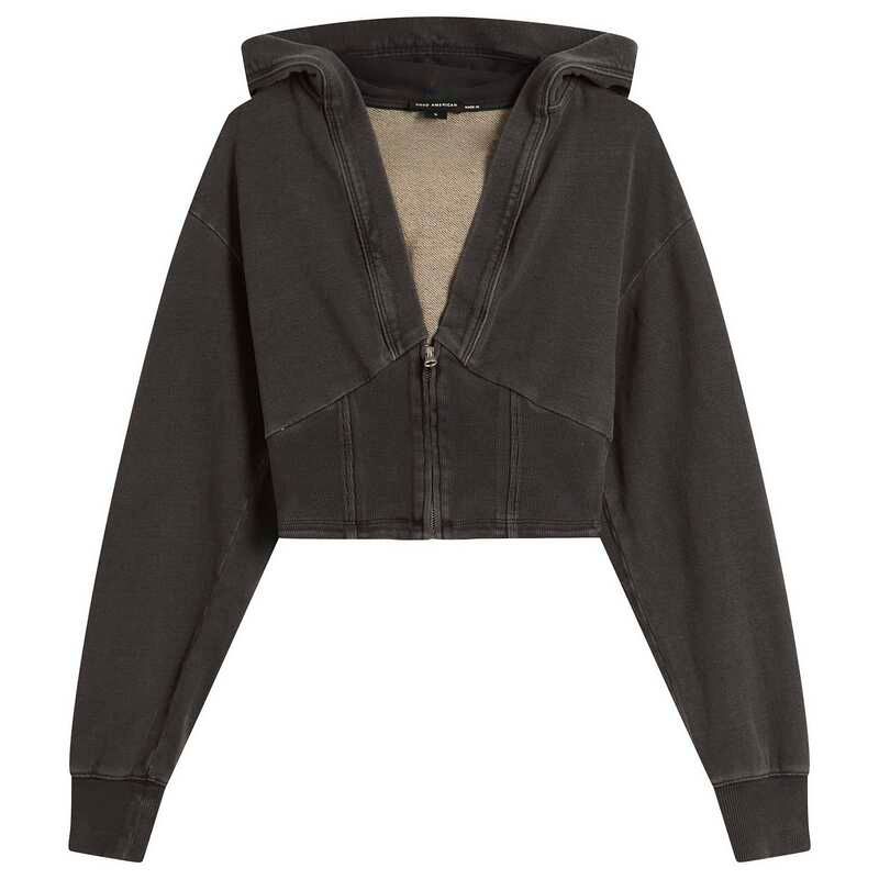 グッドアメリカン レディース アウター パーカー・スウェット Good American Jeanius Zip Up Hoodie Black ブラック
