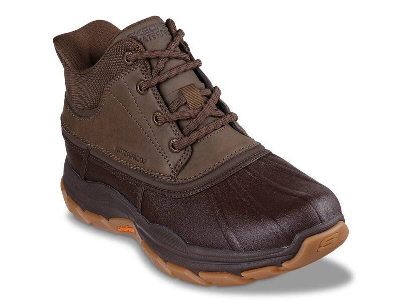 スケッチャーズ メンズ シューズ ブーツ・レインブーツ リラックスフィット ブーツ Skechers SlipIns Waterproof Relaxed Fit Respected Ivar Boot Dark Brown ブラウン