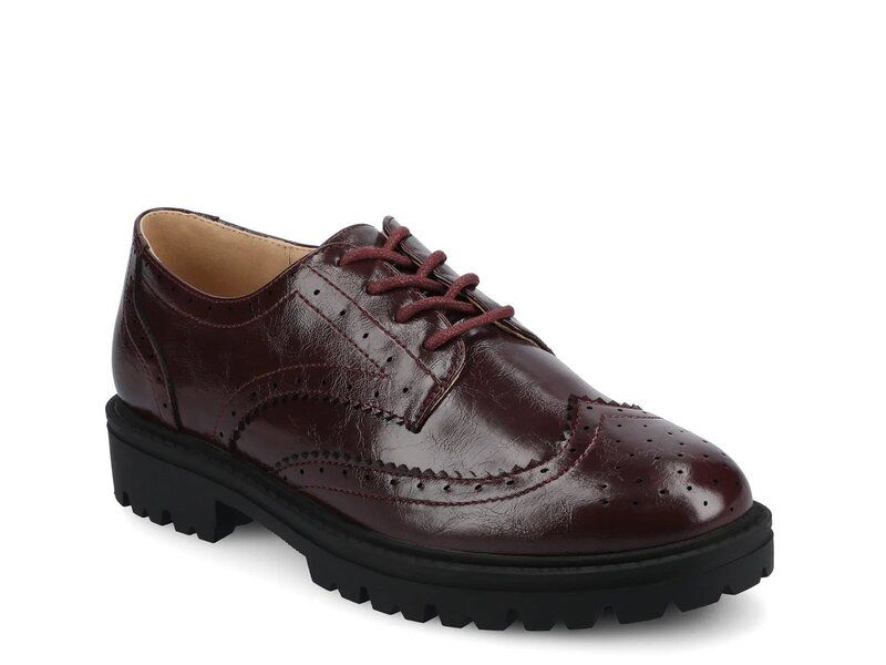 ジャーニー レディース シューズ オックスフォード ウィングチップ Journee Claudiya Wingtip Oxford Oxblood Red レッド