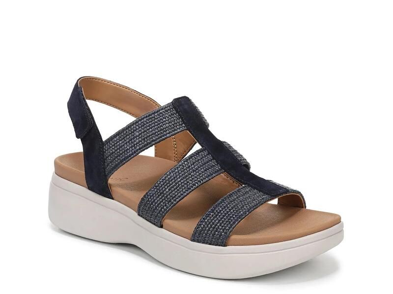 バイオニック レディース シューズ サンダル Vionic Sabrina Wedge Sandal Navy Suede ネイビー