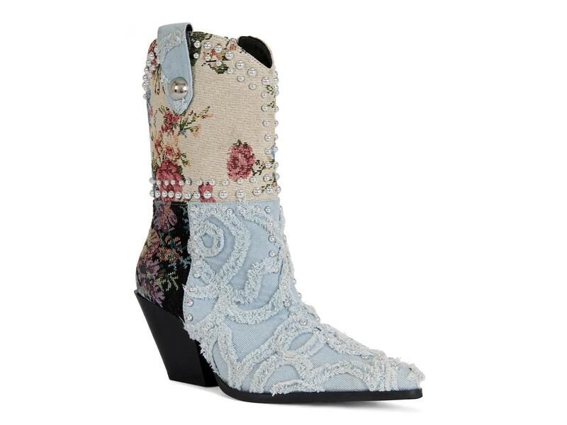 アザレア ワン レディース シューズ ブーツ・レインブーツ Azalea Wang Akari Cowboy Boot Blue DenimMulticolor デニム