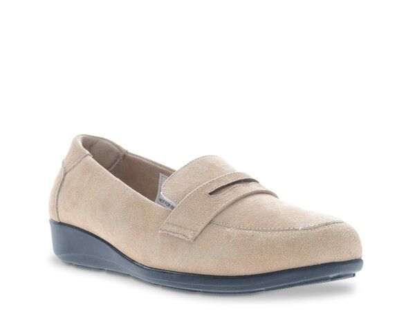 プロペット レディース シューズ スリッポン・ローファー Propet Yetta Wedge Loafer Beige WaterResistant Suede ベージュ