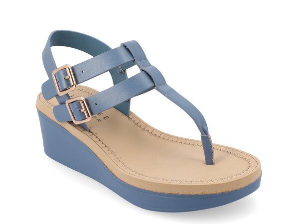 ジュルネ コレクション レディース シューズ サンダル Journee Collection Bianca Wedge Sandal Blue ブルー