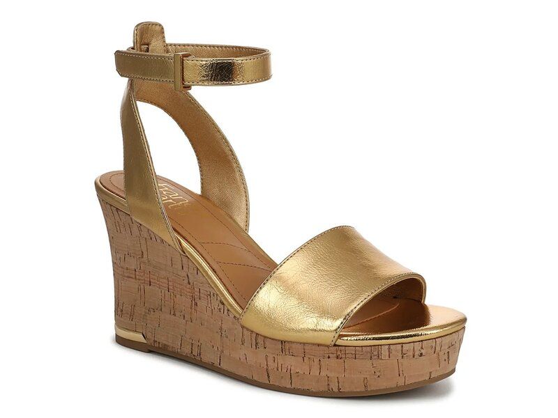 フランコサルト レディース シューズ サンダル Franco Sarto Celeste Wedge Sandal Dark Gold Metallic Synthetic ゴールド