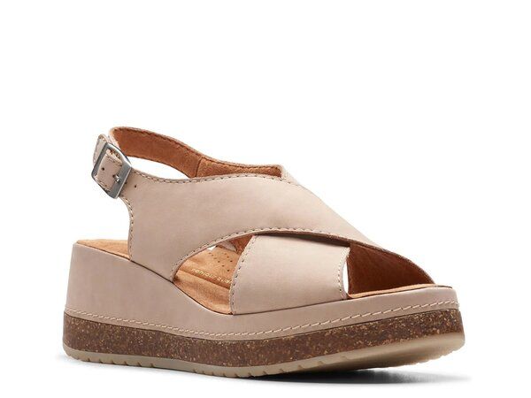 クラークス レディース シューズ サンダル Clarks Kassanda Step Wedge Sandal Taupe トープ