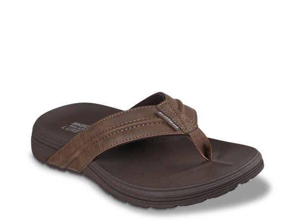 スケッチャーズ メンズ シューズ サンダル リラックスフィット Skechers Relaxed Fit Patino Marlee Flip Flop Dark Brown ブラウン