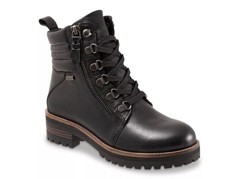 ソフトウォーク レディース シューズ ブーツ・レインブーツ Softwalk Everett Waterproof Combat Boot Black Tumble ブラック