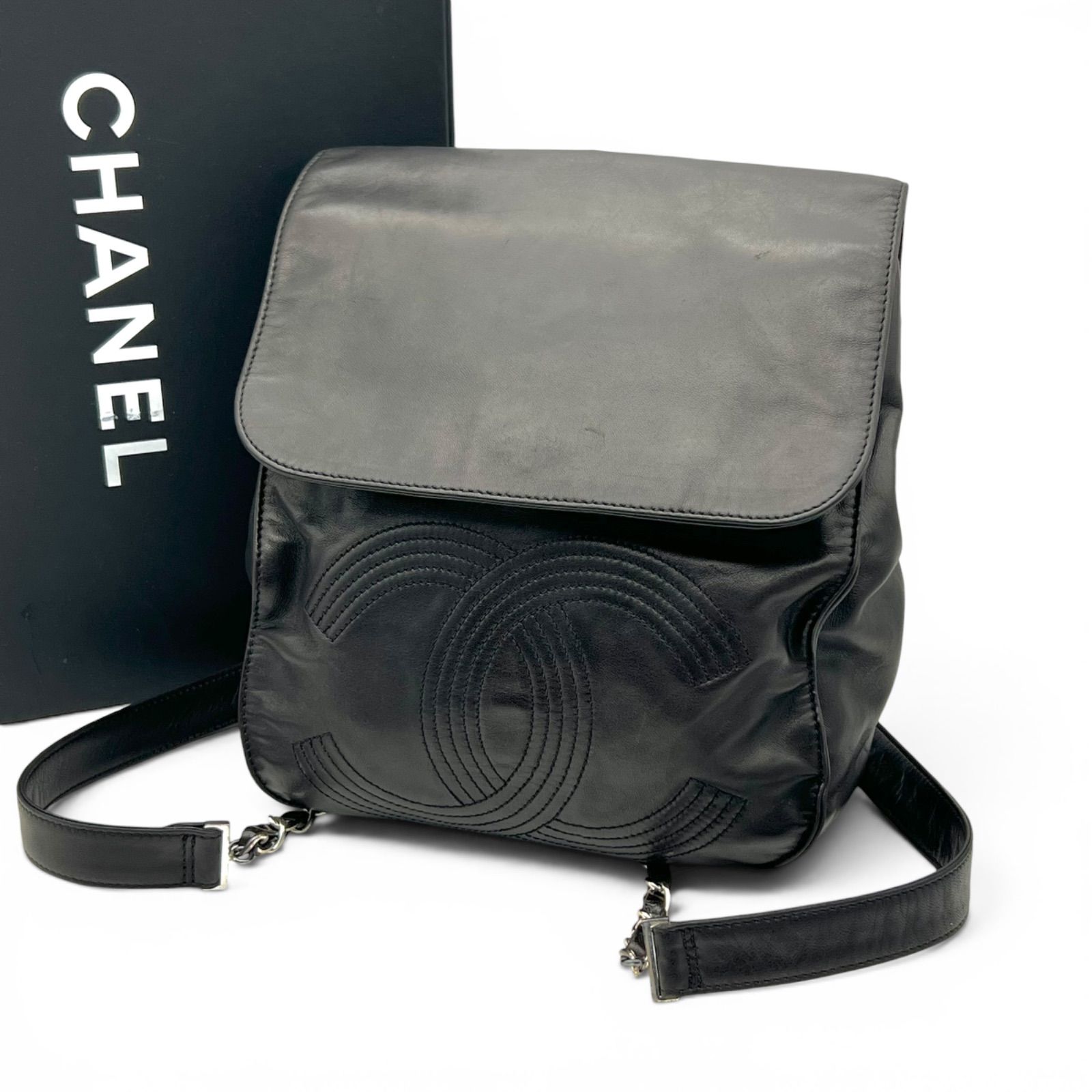 専用 シャネル カード有 デカココ チェーン リュック ブラック 黒 ラムスキン CHANEL シャネル デカココ リュック ラムスキン ブラック チェーン