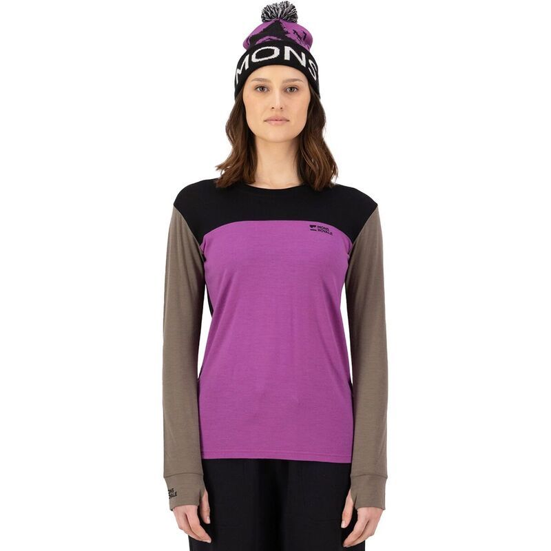 モンスロイヤル レディース トップス Tシャツ Mons Royale Yotei Long Sleeve Top Womens Purple BoltWalnutBlack ブラック
