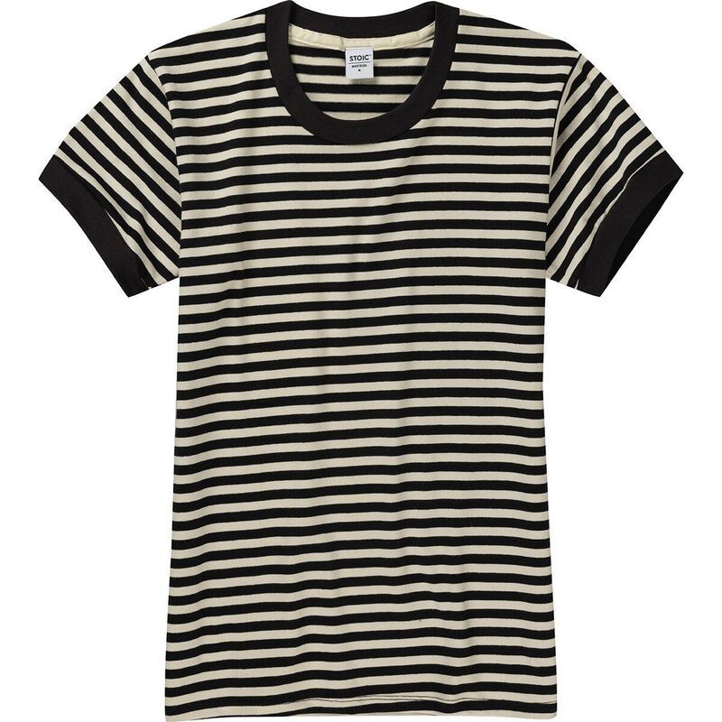 ストイック レディース トップス Tシャツ 半袖 Stoic Striped Ringer ShortSleeve TShirt Womens BlackWhite Stripe ホワイト