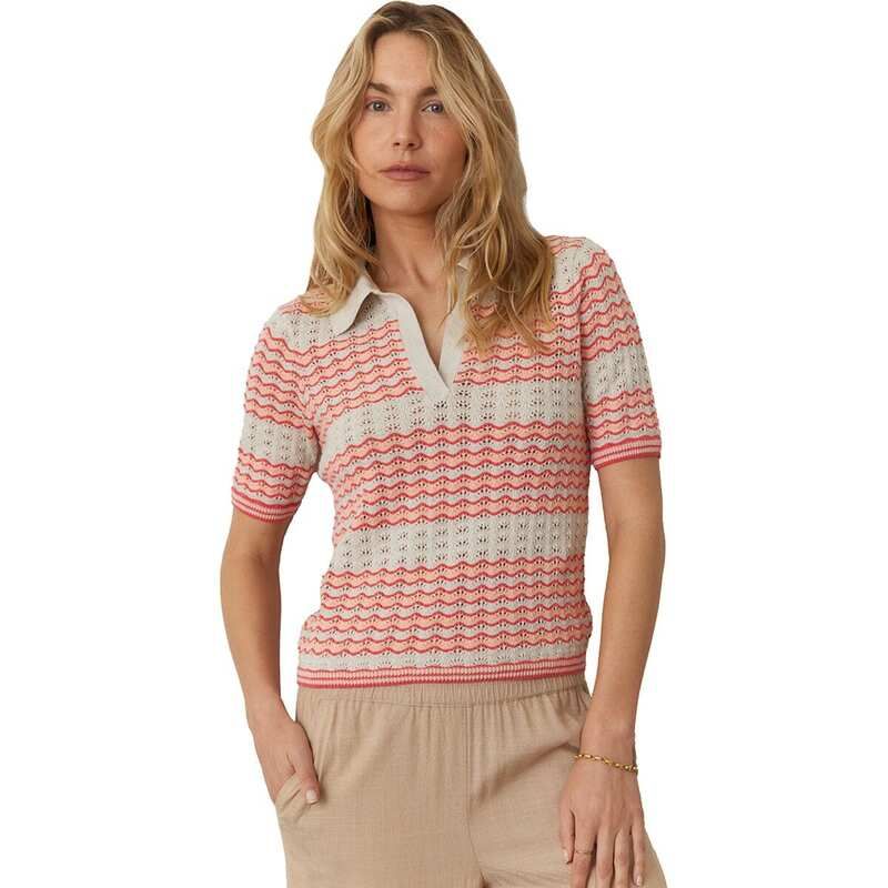マリーン レイヤー レディース アウター ニット・セーター ポロシャツ セーター Marine Layer Spencer Polo Stripe Sweater Womens Pink Sand Stripe ピンク