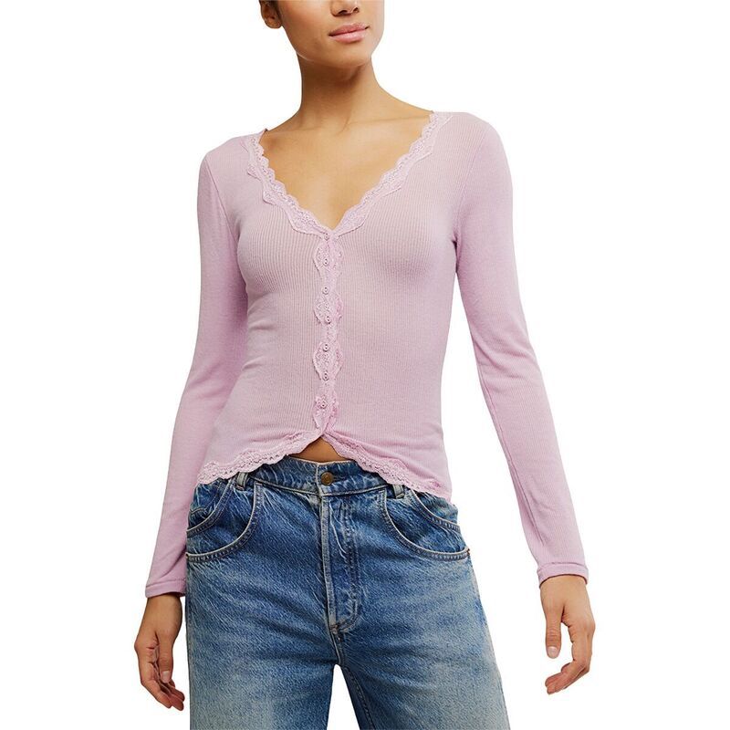フリーピープル レディース トップス Tシャツ Free People Big Love Cardi Womens Plum Blossom プラム